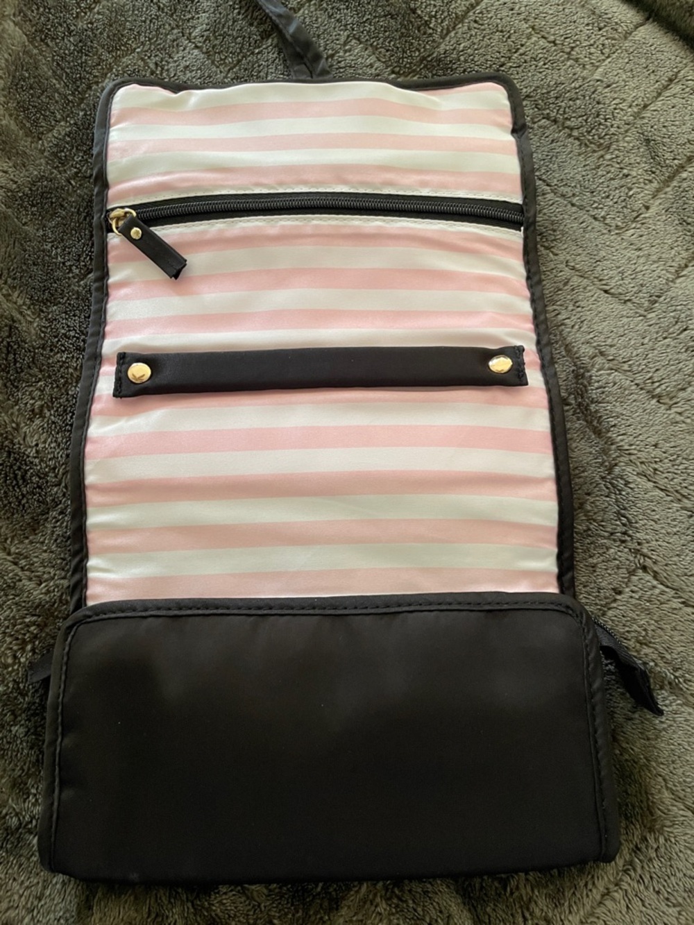 Victoria's Secret Black Travel Jewelry Roll with Gold Accents - Picture 2 of 6